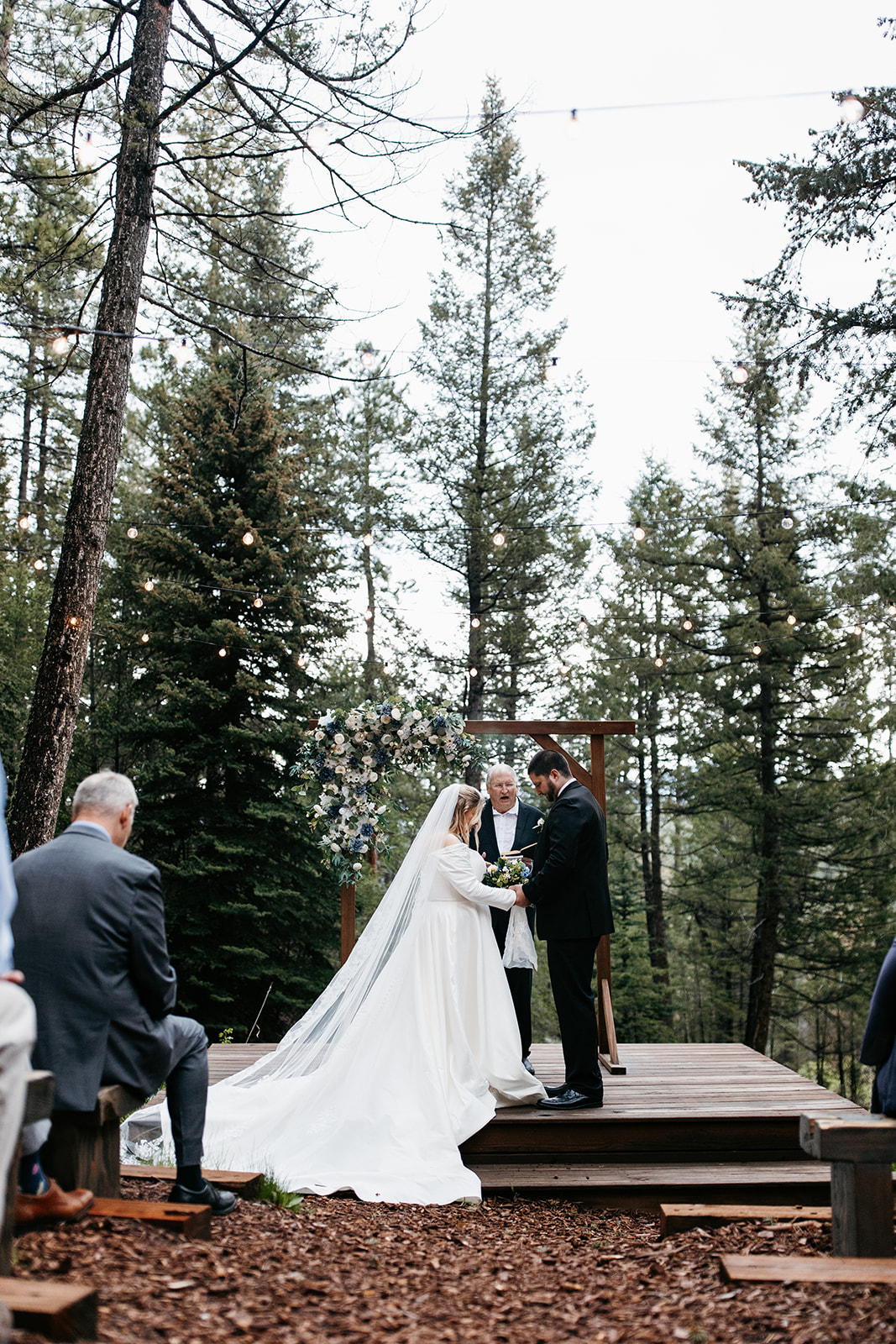 Katie & Scott intimate forest wedding ceremony Evergreen Colorado