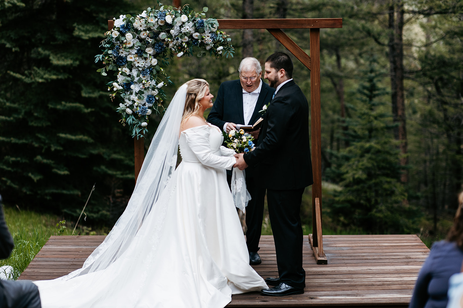 Katie & Scott forest micro wedding in Colorado at Juniper Lodge