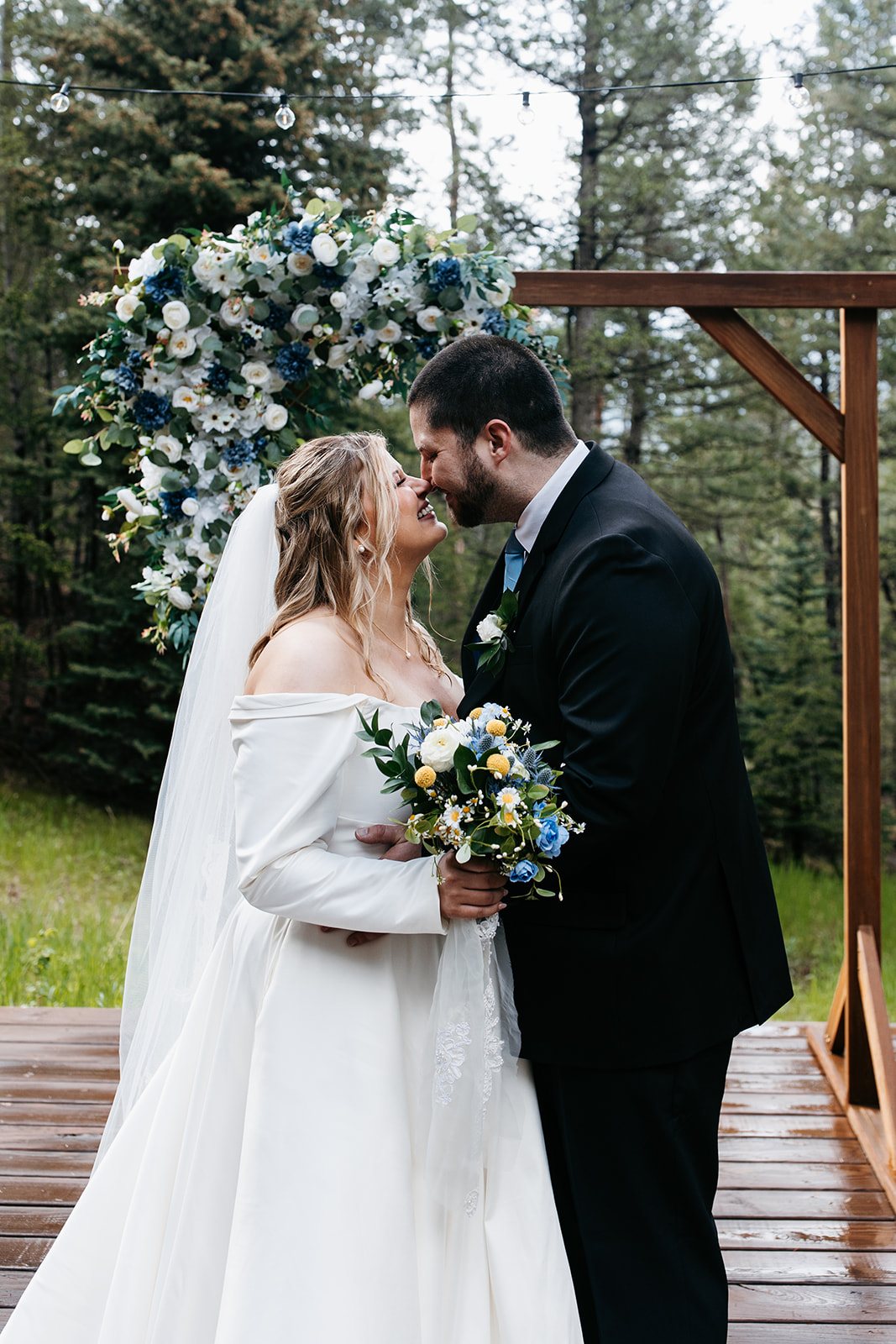 Katie & Scott couple portraits after forest micro wedding Colorado