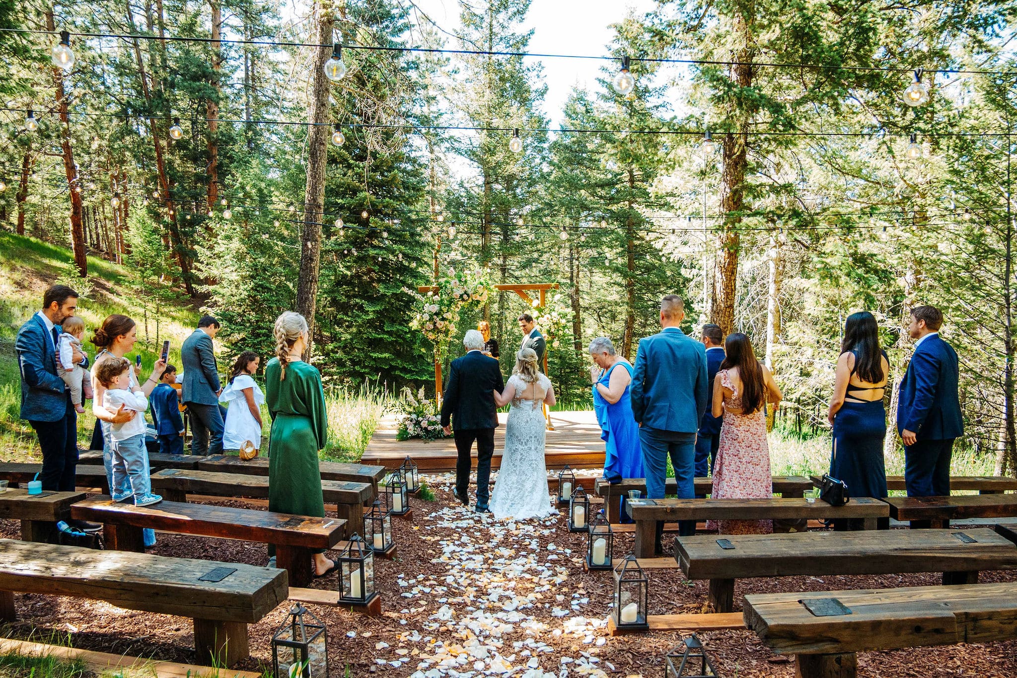 Emily & Adrian's intimate wooded wedding ceremony at Juniper Lodge & Treehouses