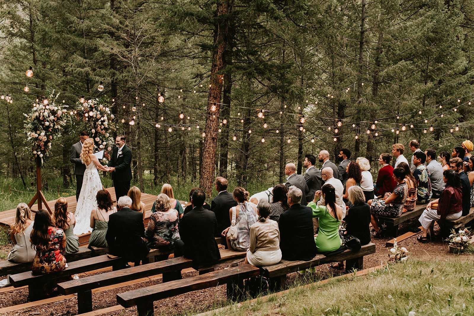 Juniper Lodge & Treehouses wedding ceremony site in Evergreen, CO.