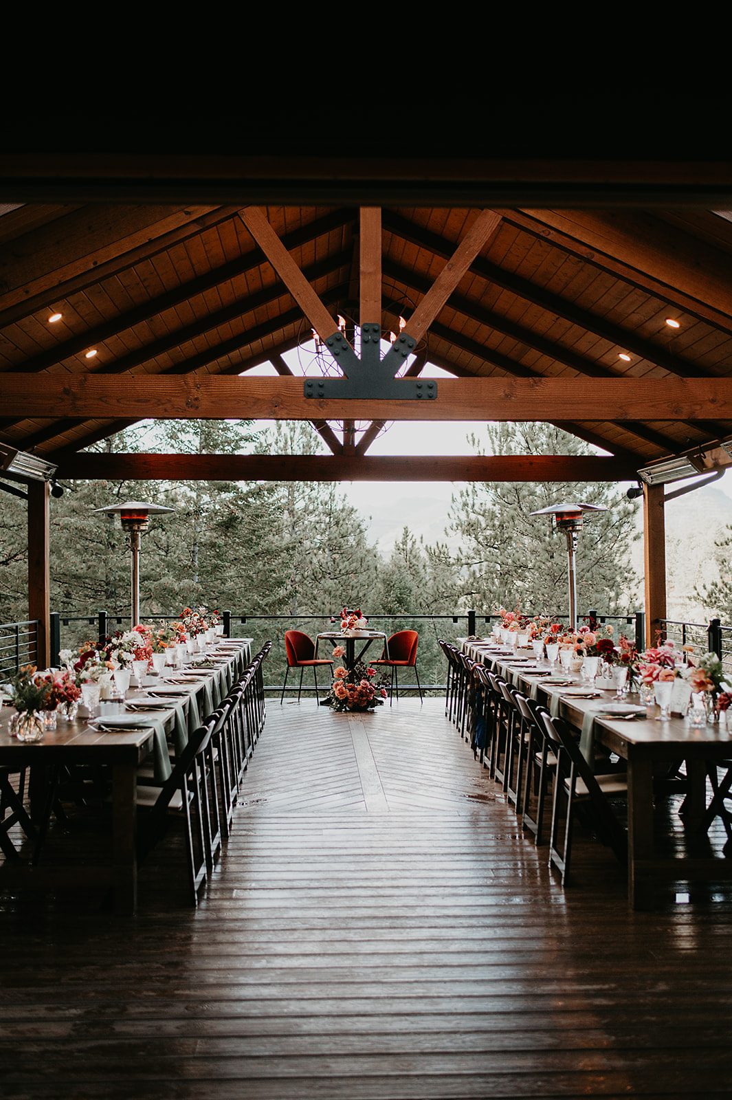 Kellie & Sarah's fall wedding reception at Juniper Lodge & Treehouses.