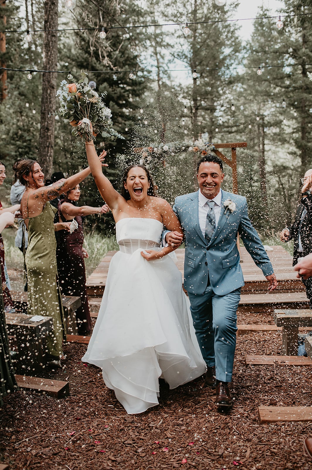 Juniper Lodge & Treehouses forest ceremony site in Evergreen, Colorado.