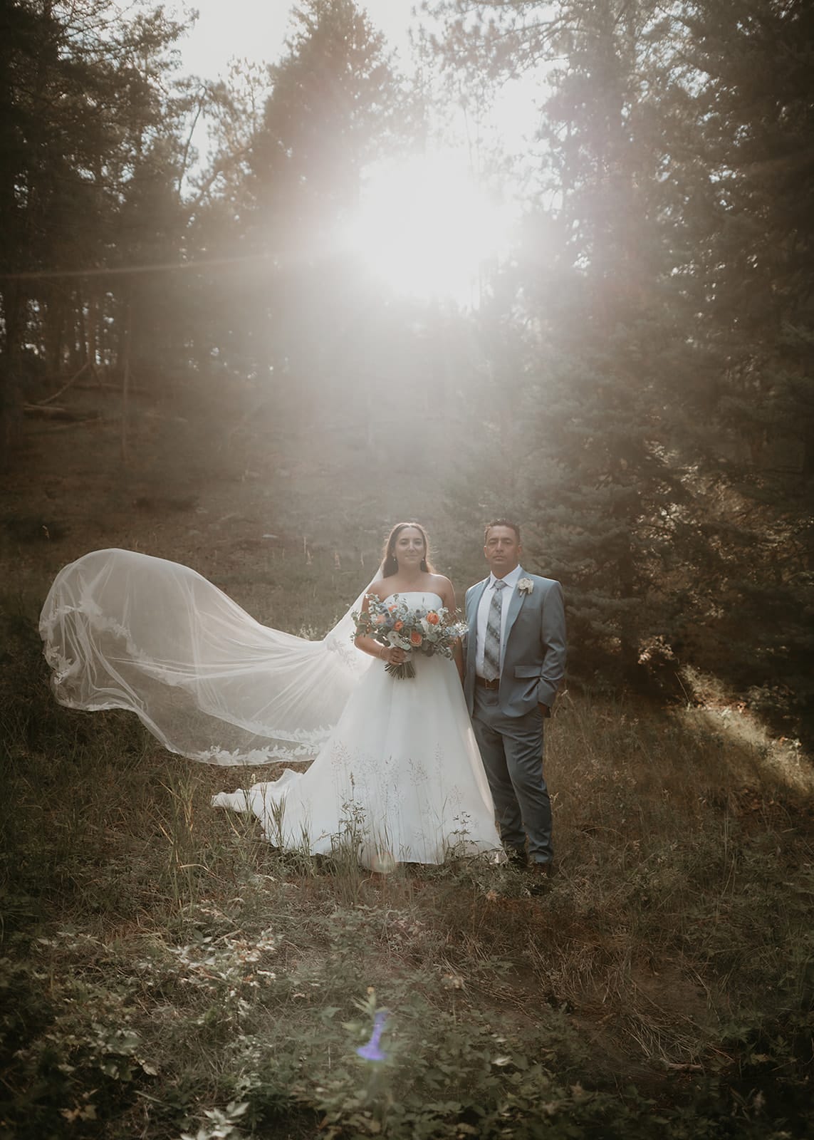 Nicole & Matthew golden hour photos at Juniper Lodge & Treehouses in Evergreen, Colorado.