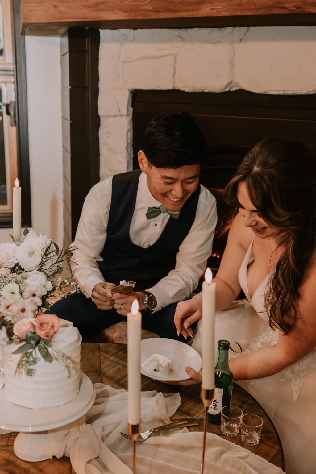 Candlelit cake cutting styled by McArthur Weddings & Events