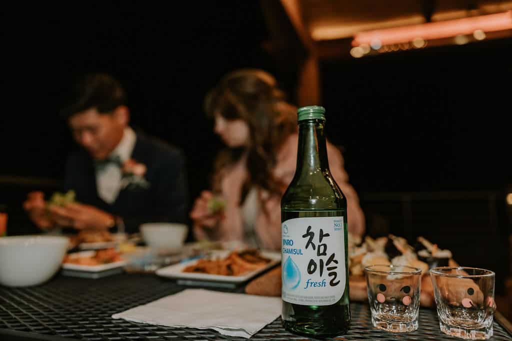 Korean BBQ dinner on the mountain-view deck at Juniper Lodge & Treehouses