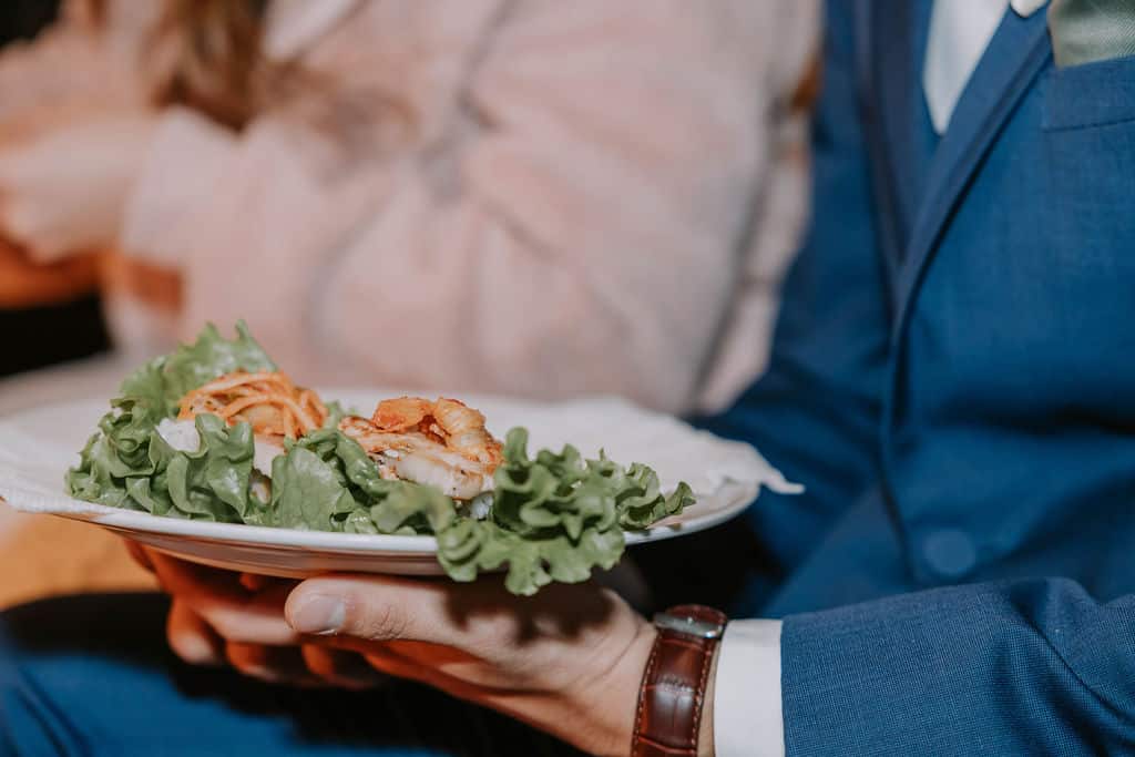 Korean BBQ dinner on the mountain-view deck at Juniper Lodge & Treehouses