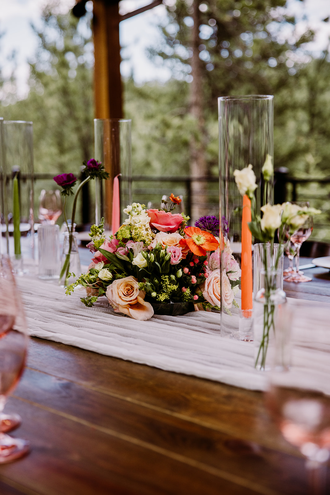 deck reception at intimate spring wedding at Juniper