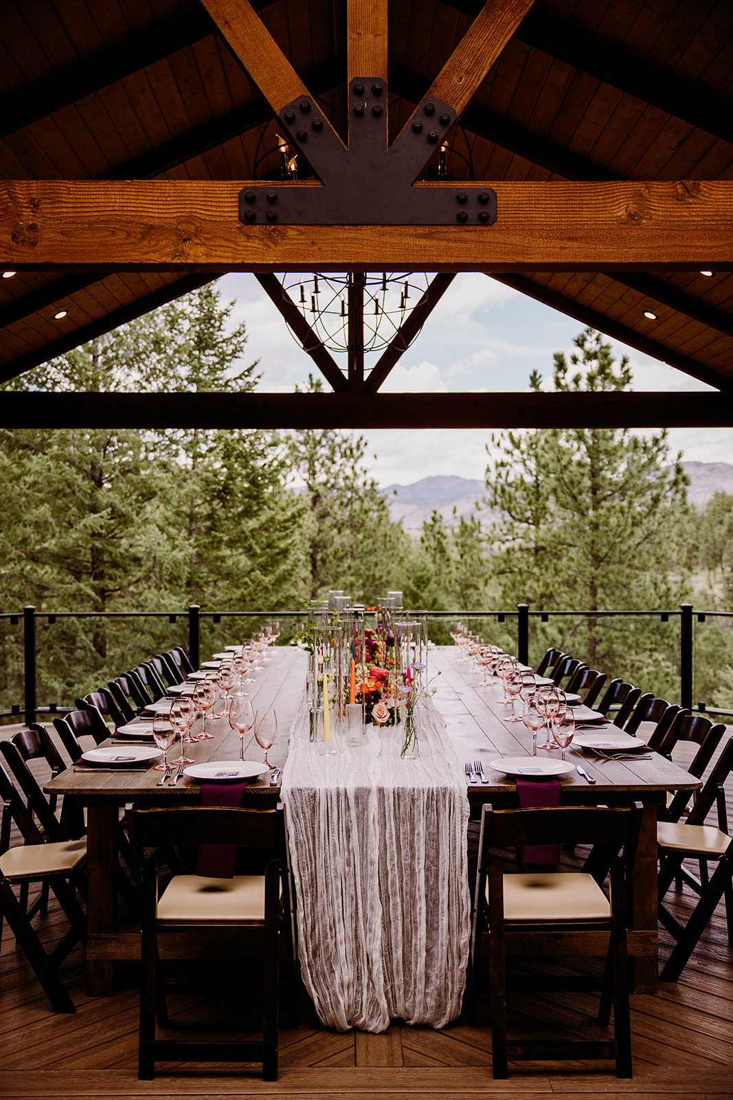 deck reception at intimate spring wedding at Juniper