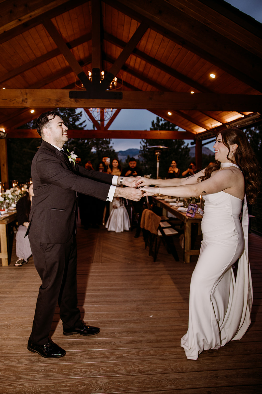 First dance on the deck at Juniper during sunset