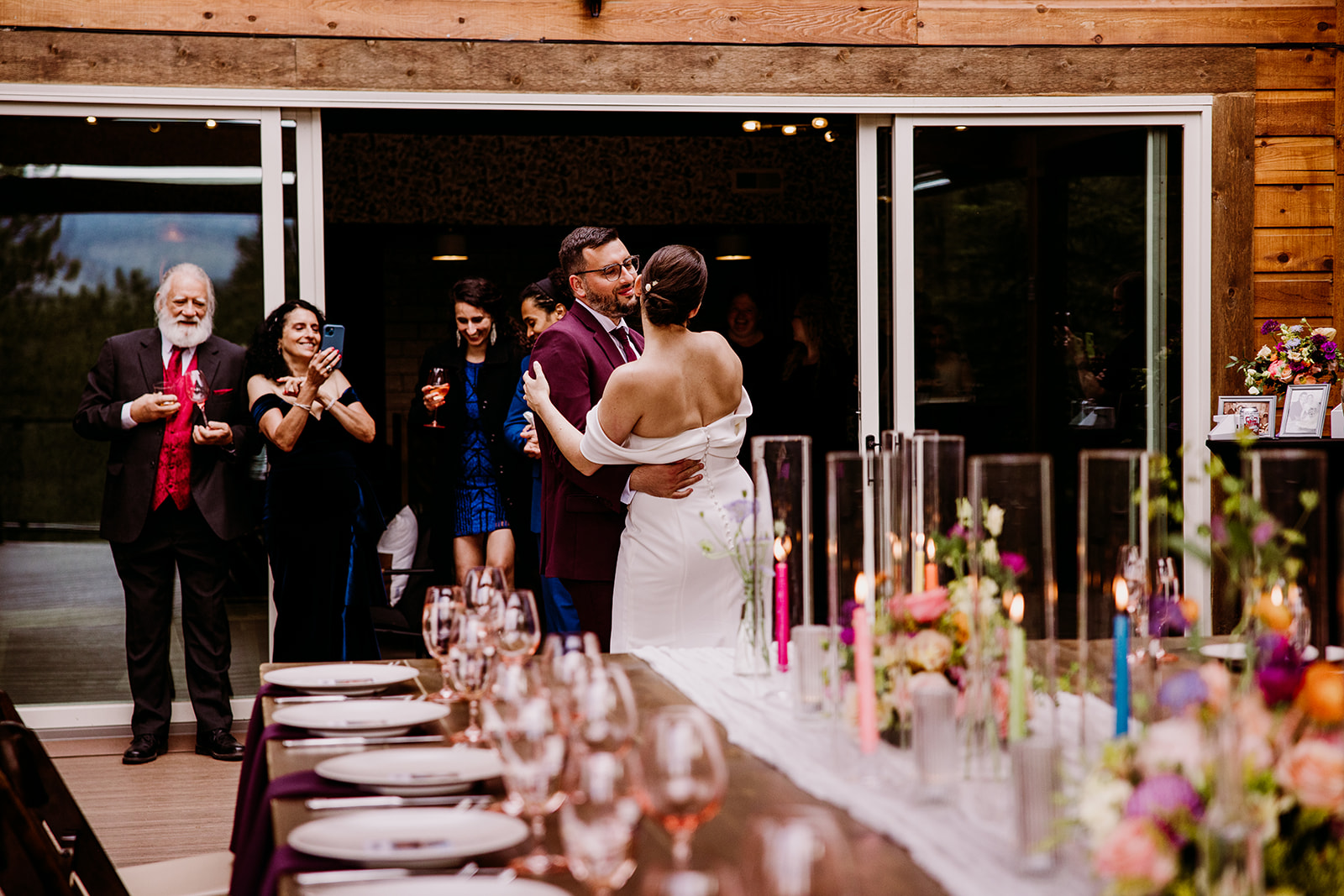 deck reception at intimate spring wedding at Juniper
