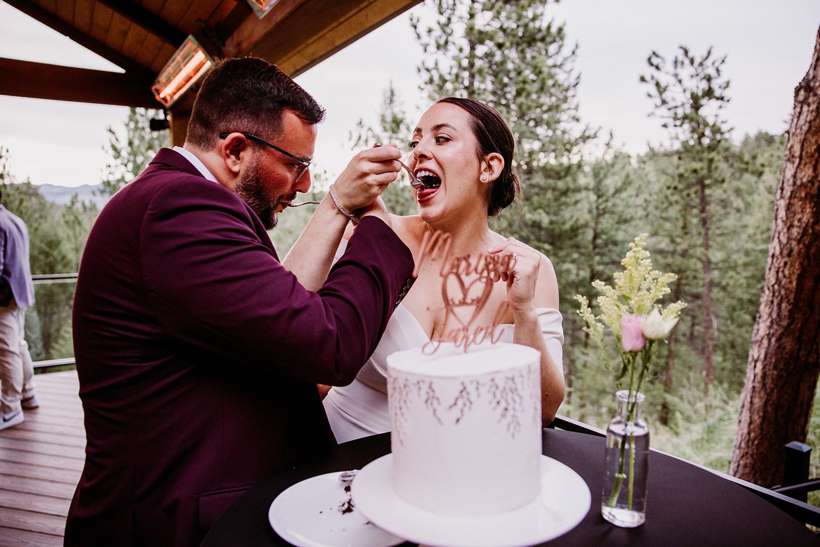 deck reception at intimate spring wedding at Juniper