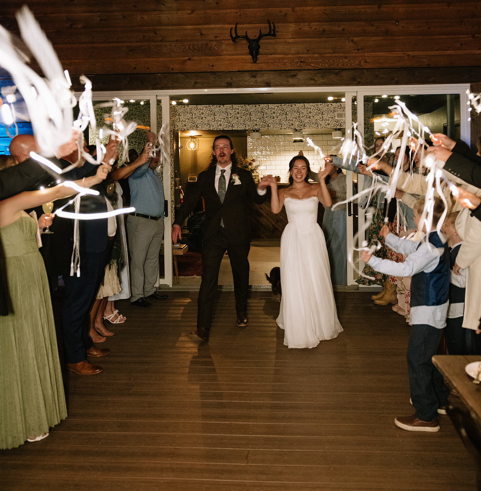 Wedding Exit Evergreen Colorado Juniper Lodge